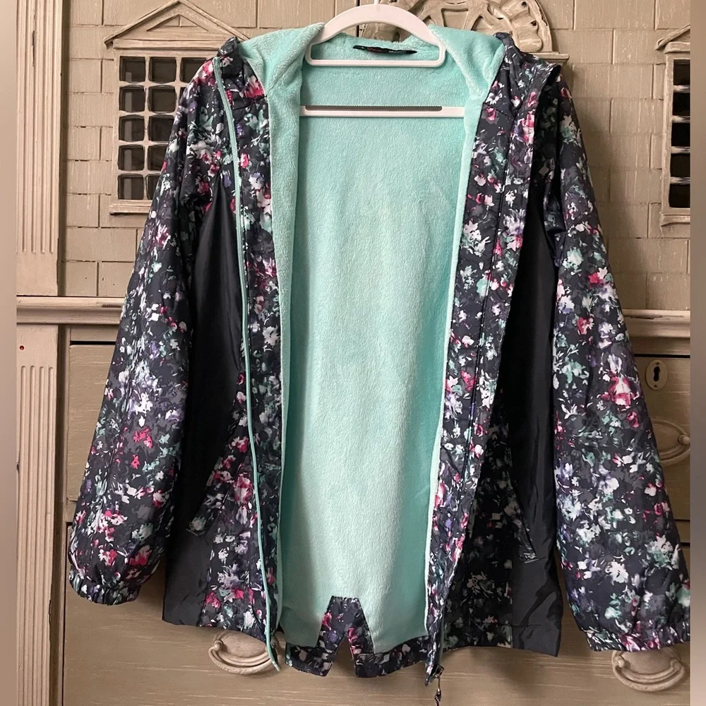 Stoic Girls’ Floral Printed Faux “Fur” Lined Raincoat